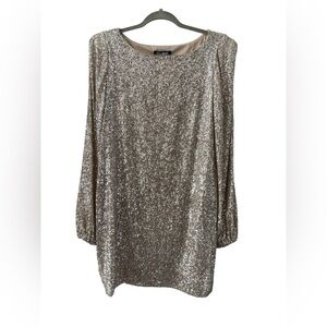 Steve Madden Silver Sequin Long Sleeve Shift Dress